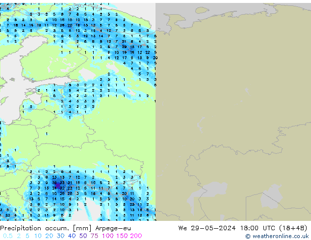 Nied. akkumuliert Arpege-eu Mi 29.05.2024 18 UTC