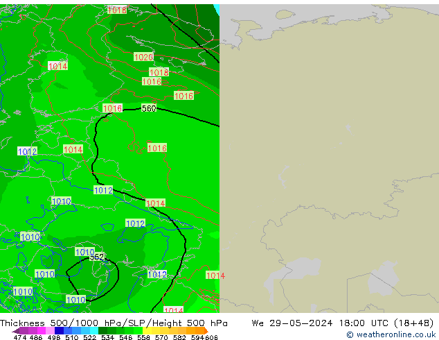 Thck 500-1000hPa Arpege-eu We 29.05.2024 18 UTC