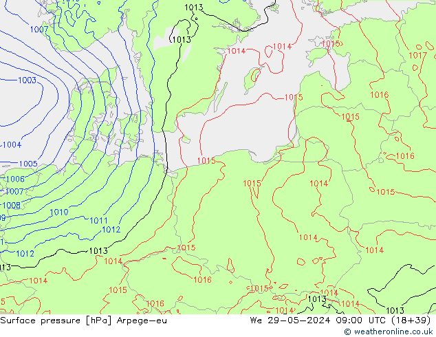 Luchtdruk (Grond) Arpege-eu wo 29.05.2024 09 UTC