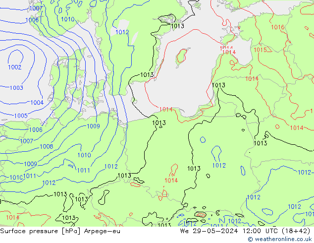 Luchtdruk (Grond) Arpege-eu wo 29.05.2024 12 UTC