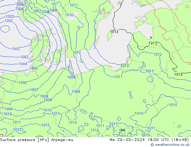 pressão do solo Arpege-eu Qua 29.05.2024 18 UTC