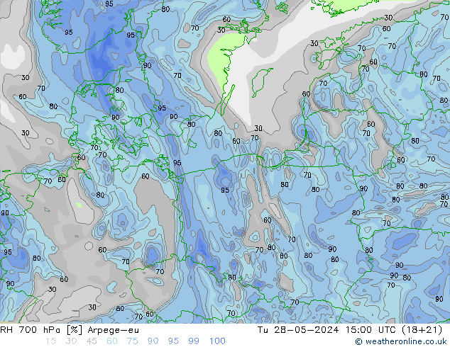 700 hPa Nispi Nem Arpege-eu Sa 28.05.2024 15 UTC