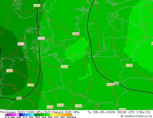 Thck 500-1000hPa Arpege-eu Tu 28.05.2024 06 UTC