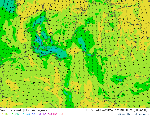 Vent 10 m Arpege-eu mar 28.05.2024 12 UTC