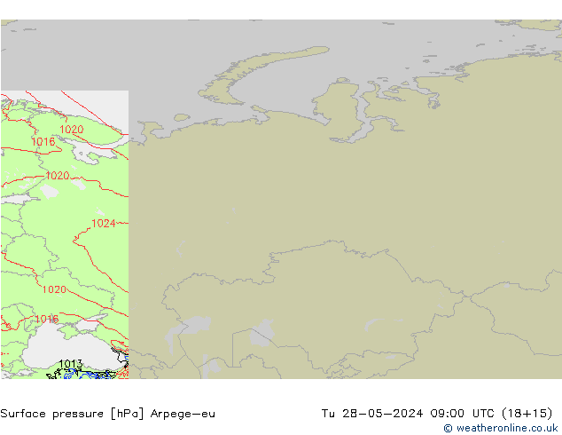 Surface pressure Arpege-eu Tu 28.05.2024 09 UTC