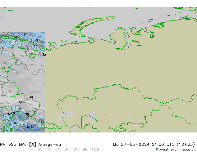 RH 925 hPa Arpege-eu  27.05.2024 21 UTC