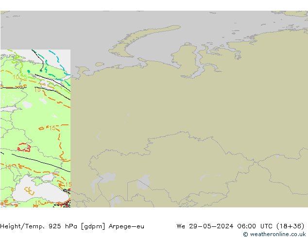 Height/Temp. 925 гПа Arpege-eu ср 29.05.2024 06 UTC