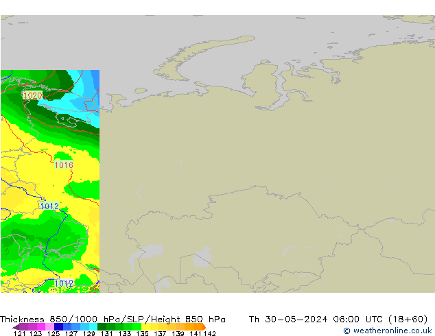 Thck 850-1000 hPa Arpege-eu jeu 30.05.2024 06 UTC