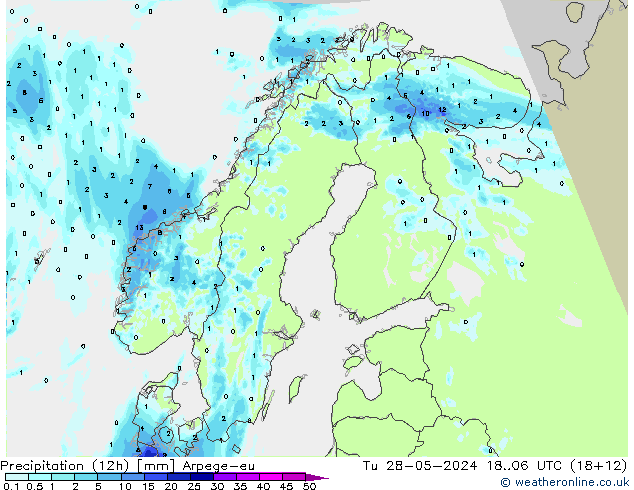 Nied. akkumuliert (12Std) Arpege-eu Di 28.05.2024 06 UTC