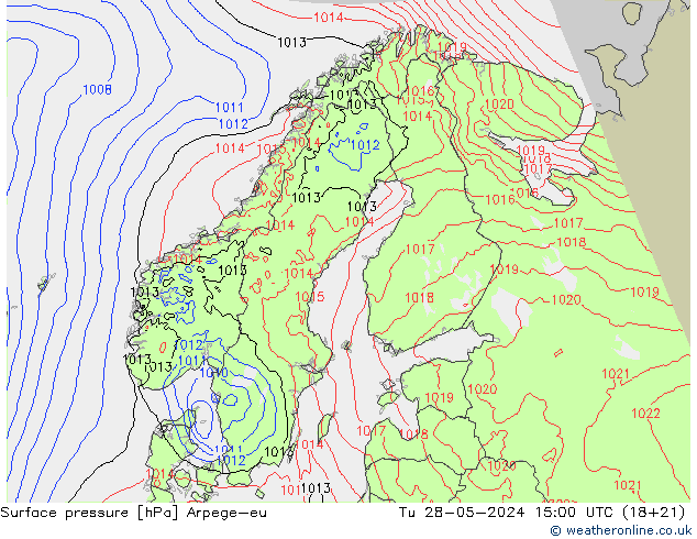 Surface pressure Arpege-eu Tu 28.05.2024 15 UTC