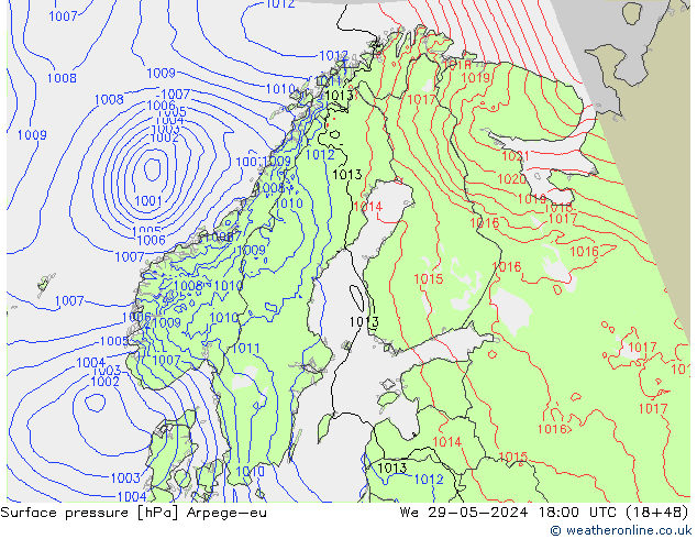 Luchtdruk (Grond) Arpege-eu wo 29.05.2024 18 UTC