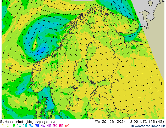 Wind 10 m Arpege-eu wo 29.05.2024 18 UTC