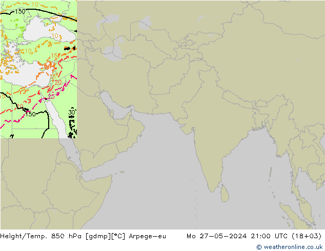Height/Temp. 850 hPa Arpege-eu lun 27.05.2024 21 UTC