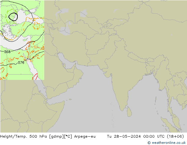 Height/Temp. 500 hPa Arpege-eu Út 28.05.2024 00 UTC