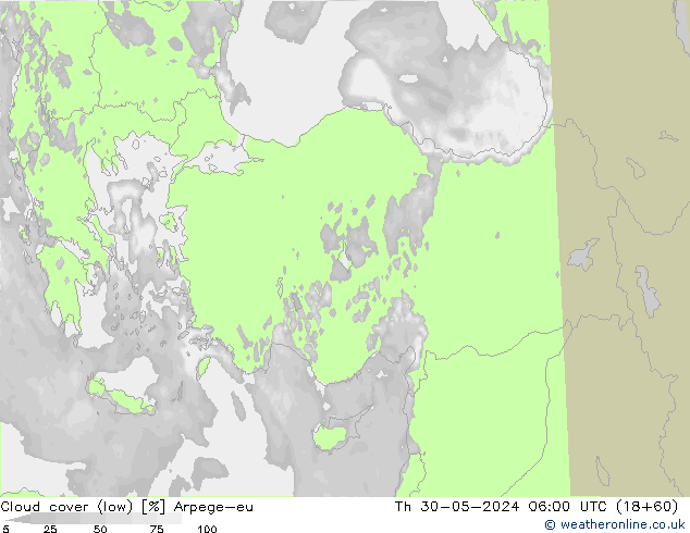 Nubes bajas Arpege-eu jue 30.05.2024 06 UTC