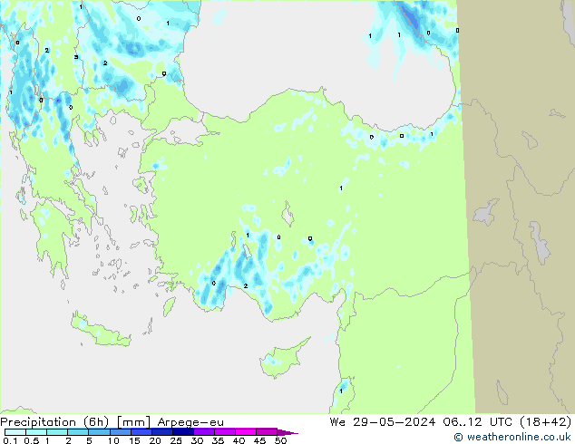 Precipitation (6h) Arpege-eu St 29.05.2024 12 UTC