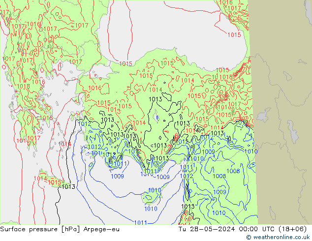 Surface pressure Arpege-eu Tu 28.05.2024 00 UTC