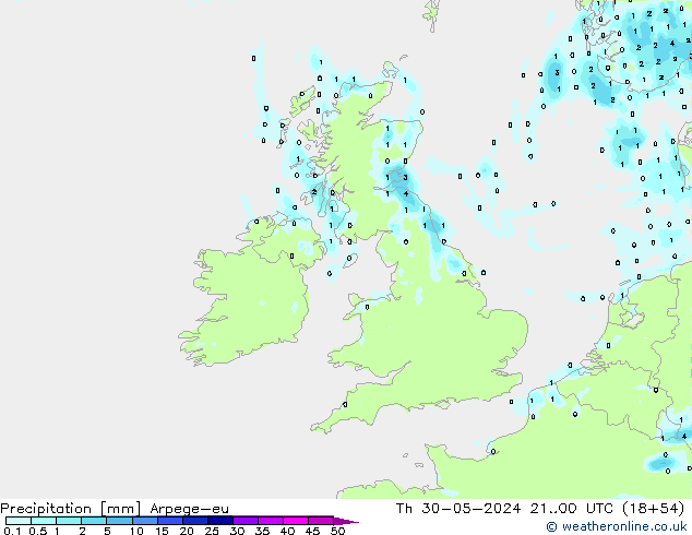 Precipitation Arpege-eu Th 30.05.2024 00 UTC