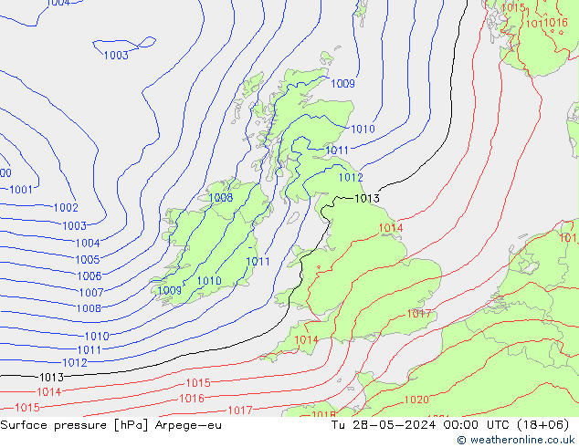 приземное давление Arpege-eu вт 28.05.2024 00 UTC
