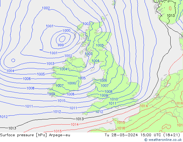 Surface pressure Arpege-eu Tu 28.05.2024 15 UTC