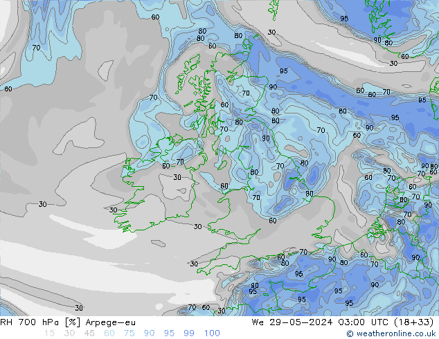 RV 700 hPa Arpege-eu wo 29.05.2024 03 UTC