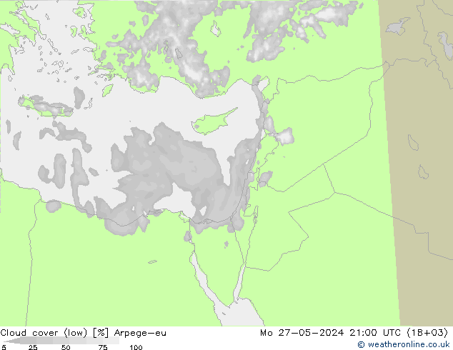 zachmurzenie (niskie) Arpege-eu pon. 27.05.2024 21 UTC
