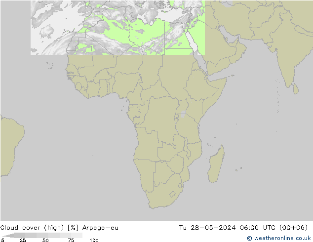 Nuages (élevé) Arpege-eu mar 28.05.2024 06 UTC