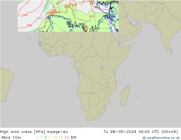High wind areas Arpege-eu mar 28.05.2024 06 UTC