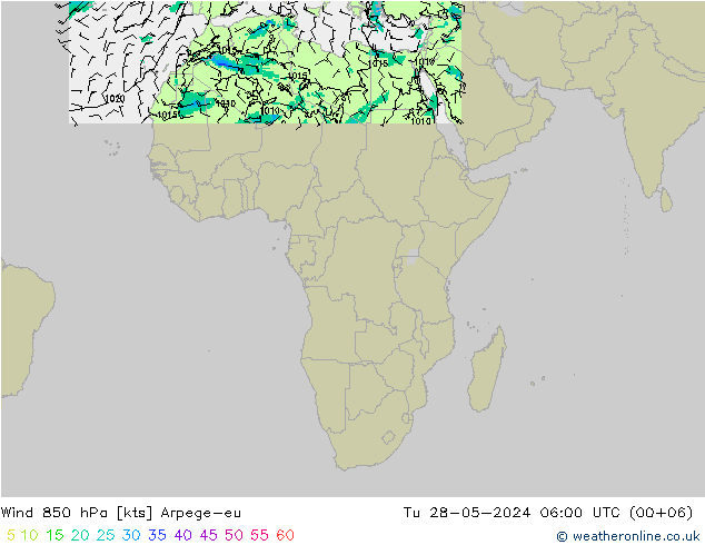 Vent 850 hPa Arpege-eu mar 28.05.2024 06 UTC