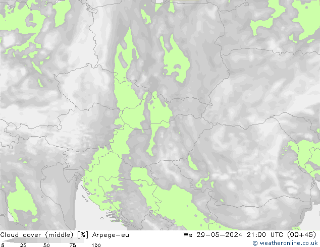 Wolken (mittel) Arpege-eu Mi 29.05.2024 21 UTC