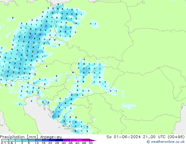 precipitação Arpege-eu Sáb 01.06.2024 00 UTC