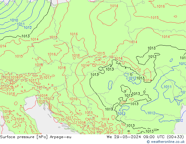 Surface pressure Arpege-eu We 29.05.2024 09 UTC