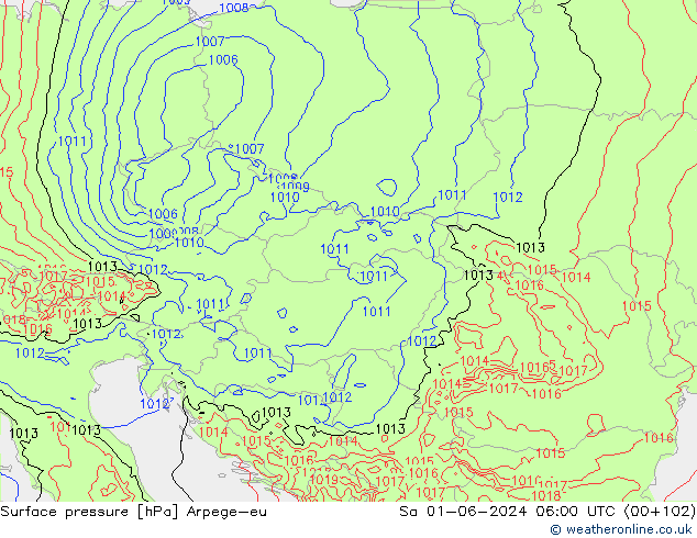 приземное давление Arpege-eu сб 01.06.2024 06 UTC