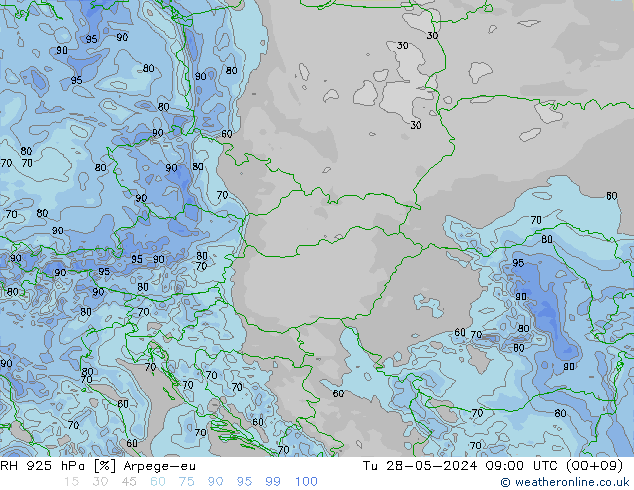 RH 925 hPa Arpege-eu  28.05.2024 09 UTC