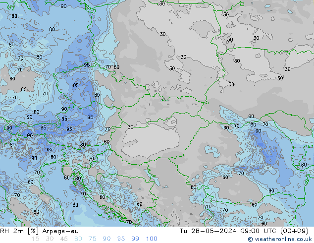 RH 2m Arpege-eu Ter 28.05.2024 09 UTC