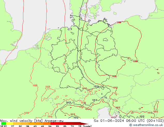 Maks. Rüzgar Hızı Arpege-eu Cts 01.06.2024 06 UTC