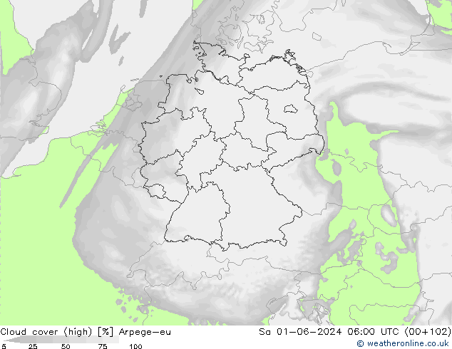 nuvens (high) Arpege-eu Sáb 01.06.2024 06 UTC