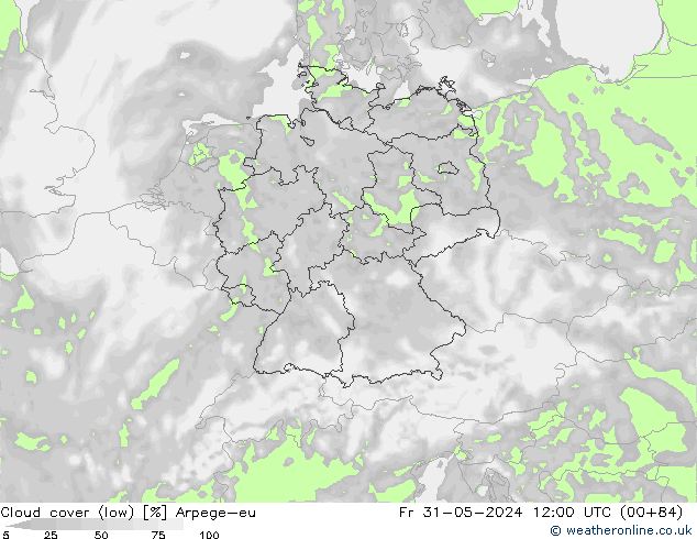 Wolken (tief) Arpege-eu Fr 31.05.2024 12 UTC