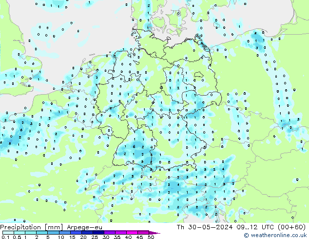 Precipitation Arpege-eu Th 30.05.2024 12 UTC
