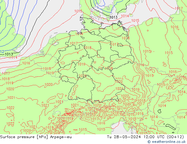 Pressione al suolo Arpege-eu mar 28.05.2024 12 UTC