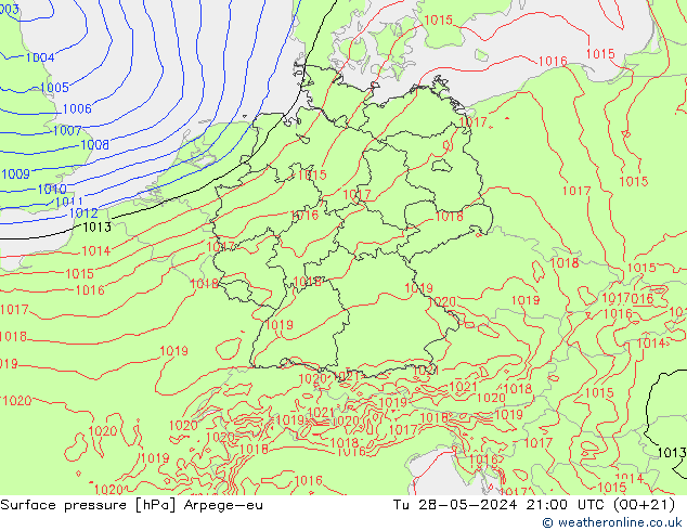 pressão do solo Arpege-eu Ter 28.05.2024 21 UTC