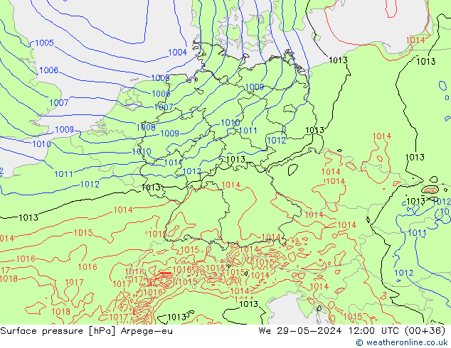 Surface pressure Arpege-eu We 29.05.2024 12 UTC