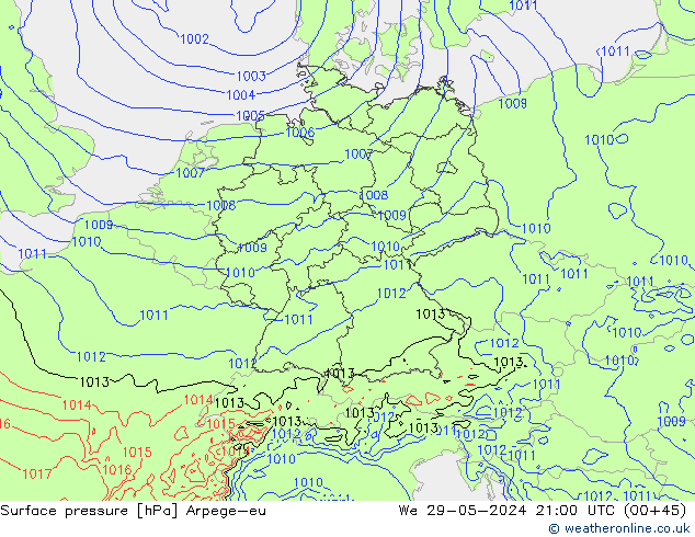 pression de l'air Arpege-eu mer 29.05.2024 21 UTC