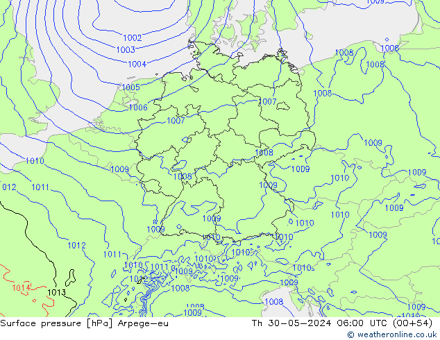 Surface pressure Arpege-eu Th 30.05.2024 06 UTC