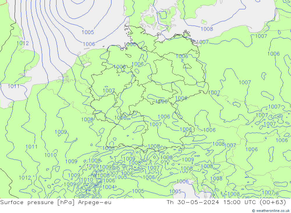 Bodendruck Arpege-eu Do 30.05.2024 15 UTC