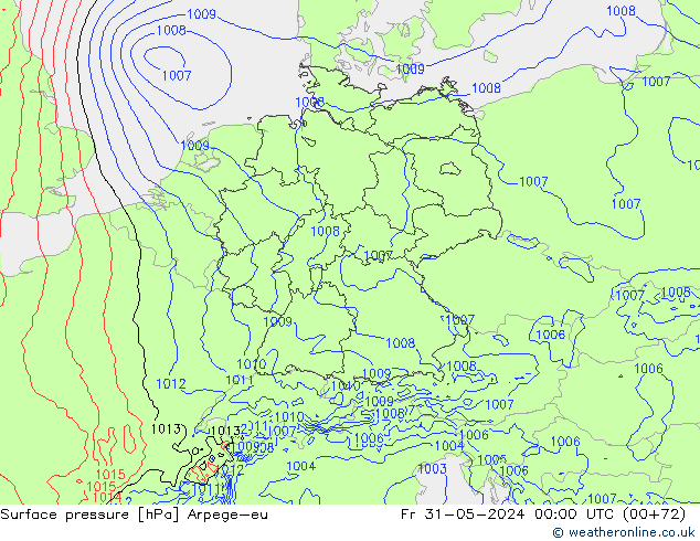 Surface pressure Arpege-eu Fr 31.05.2024 00 UTC