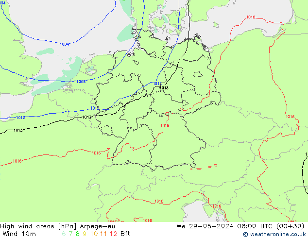 High wind areas Arpege-eu mer 29.05.2024 06 UTC