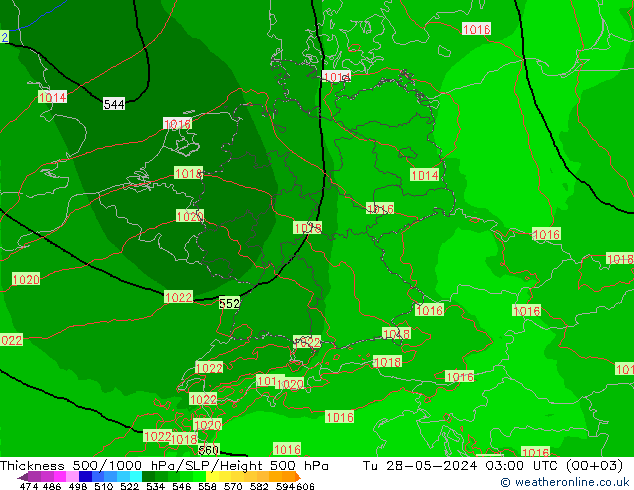 Thck 500-1000hPa Arpege-eu Tu 28.05.2024 03 UTC