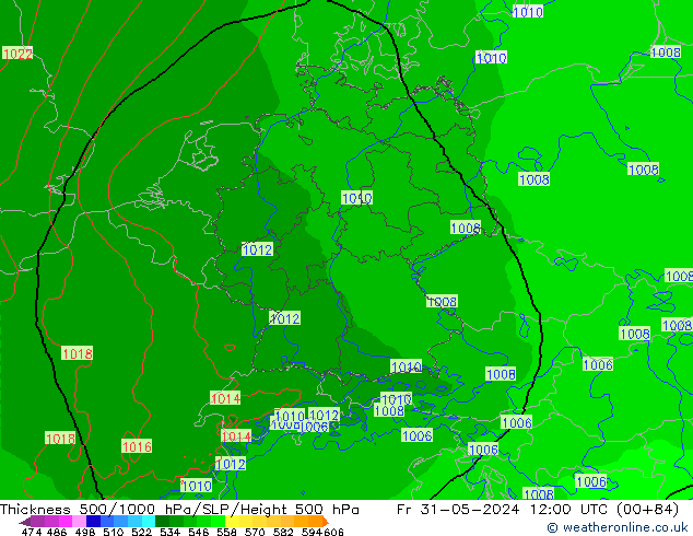 Thck 500-1000hPa Arpege-eu Fr 31.05.2024 12 UTC