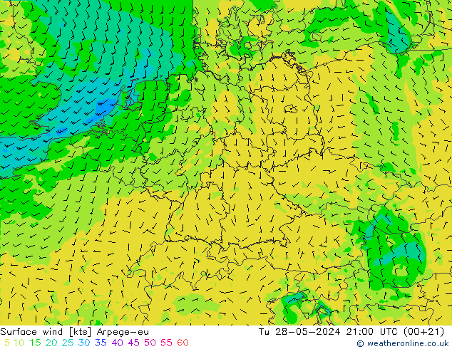 Bodenwind Arpege-eu Di 28.05.2024 21 UTC